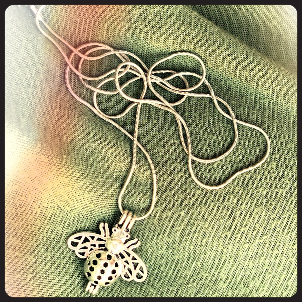 Bumble Bee Silver Cage Necklace